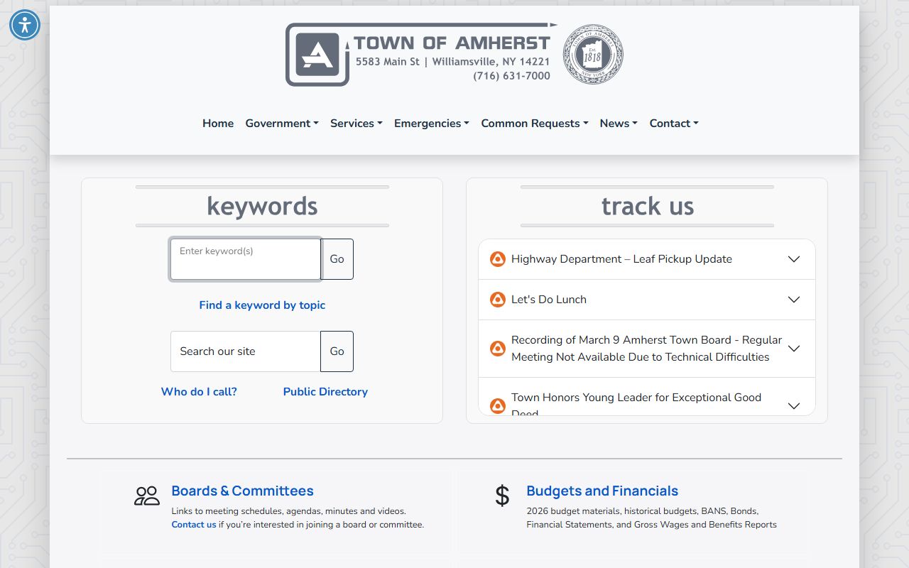 Town of Amherst government website for probate court records research