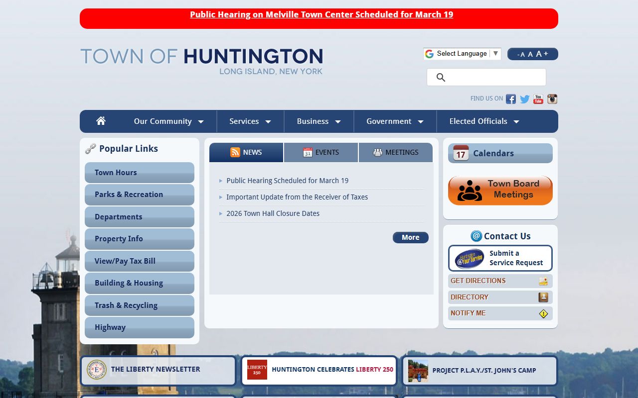 Town of Huntington government website for probate court records research