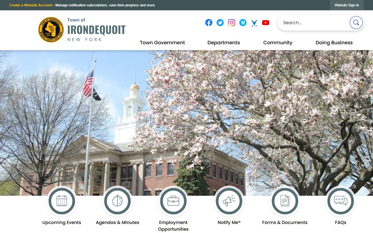 Town of Irondequoit government website for probate court record information