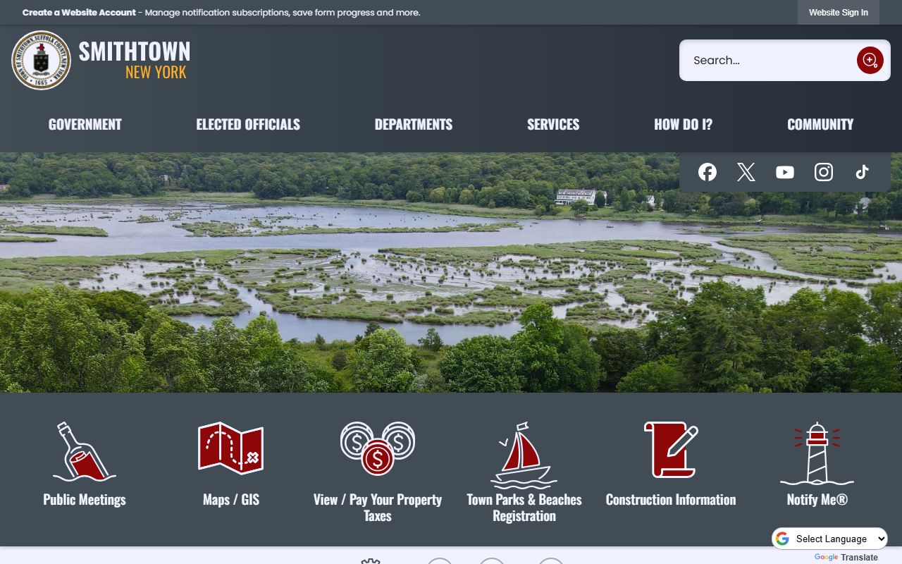 Town of Smithtown government website for probate court records research