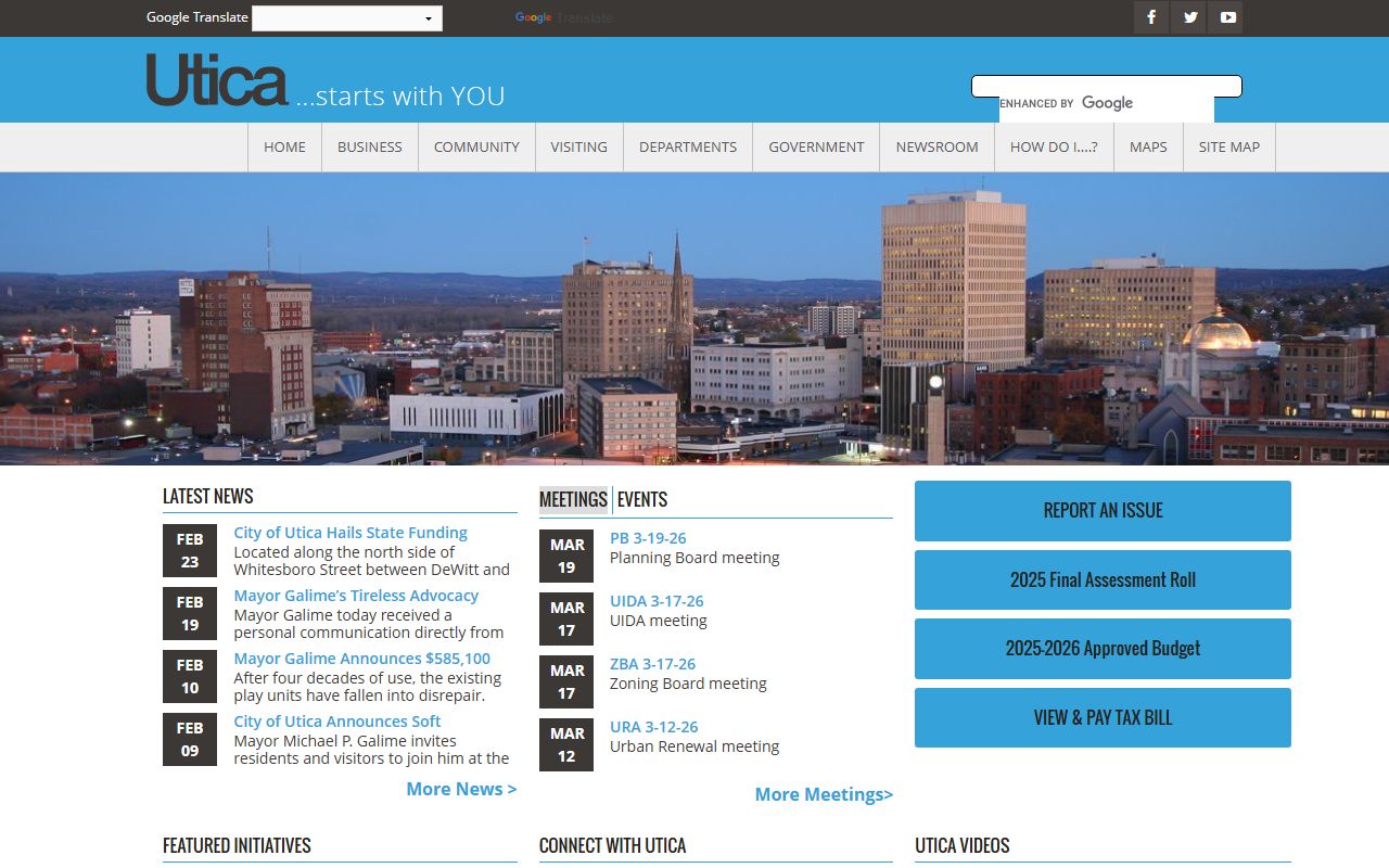 City of Utica government website for probate court record information