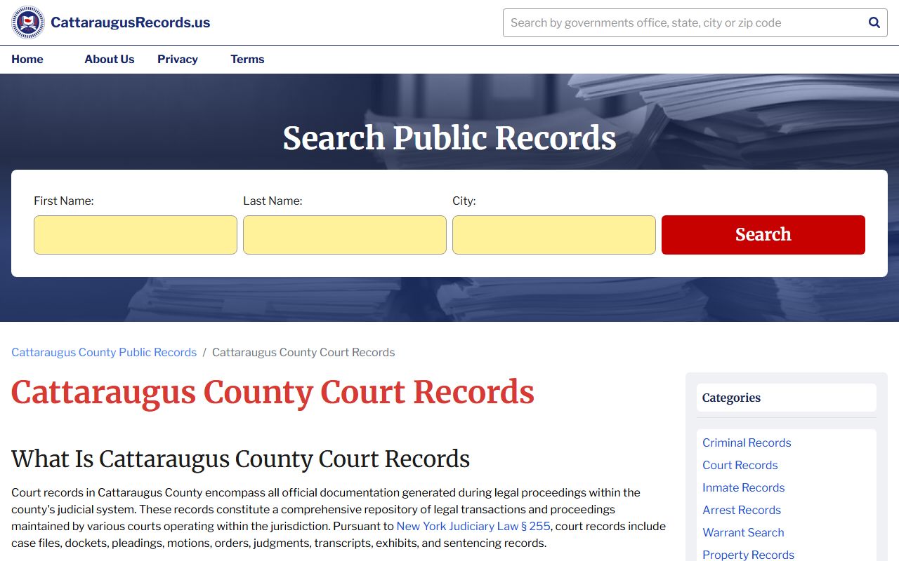 Cattaraugus County Court Records search for probate court records