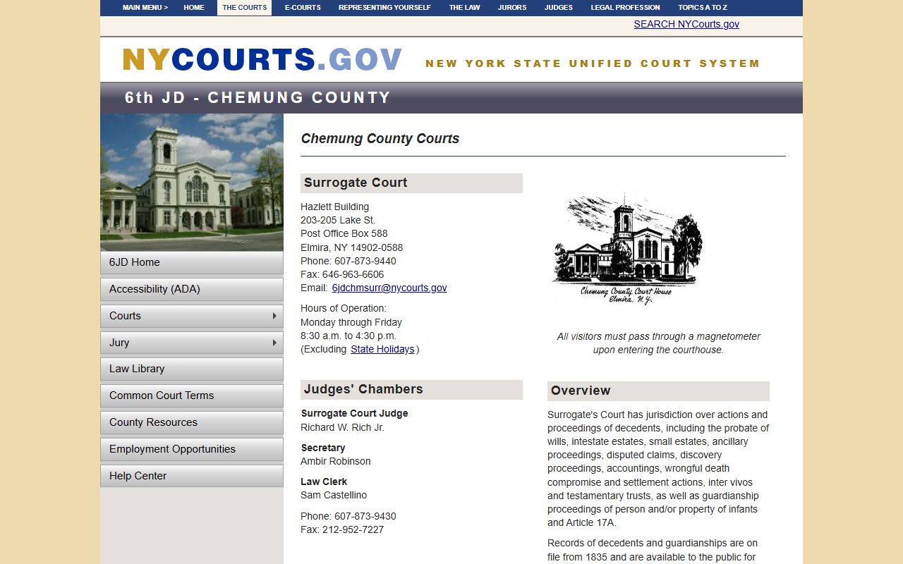 Chemung County Surrogate's Court for probate court records
