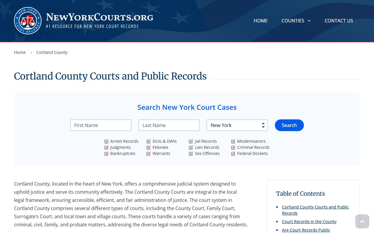 Cortland County Records Search for probate court records
