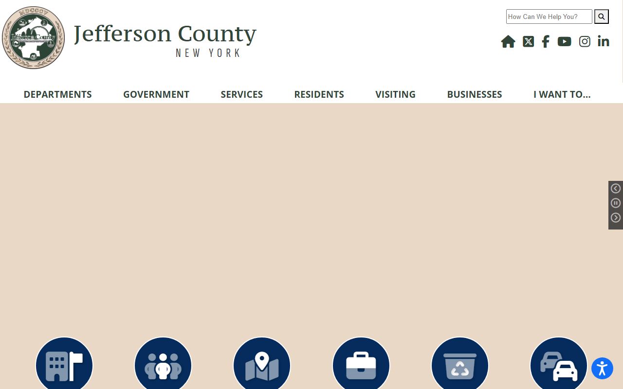 Jefferson County government website showing departments and court information for probate court records research