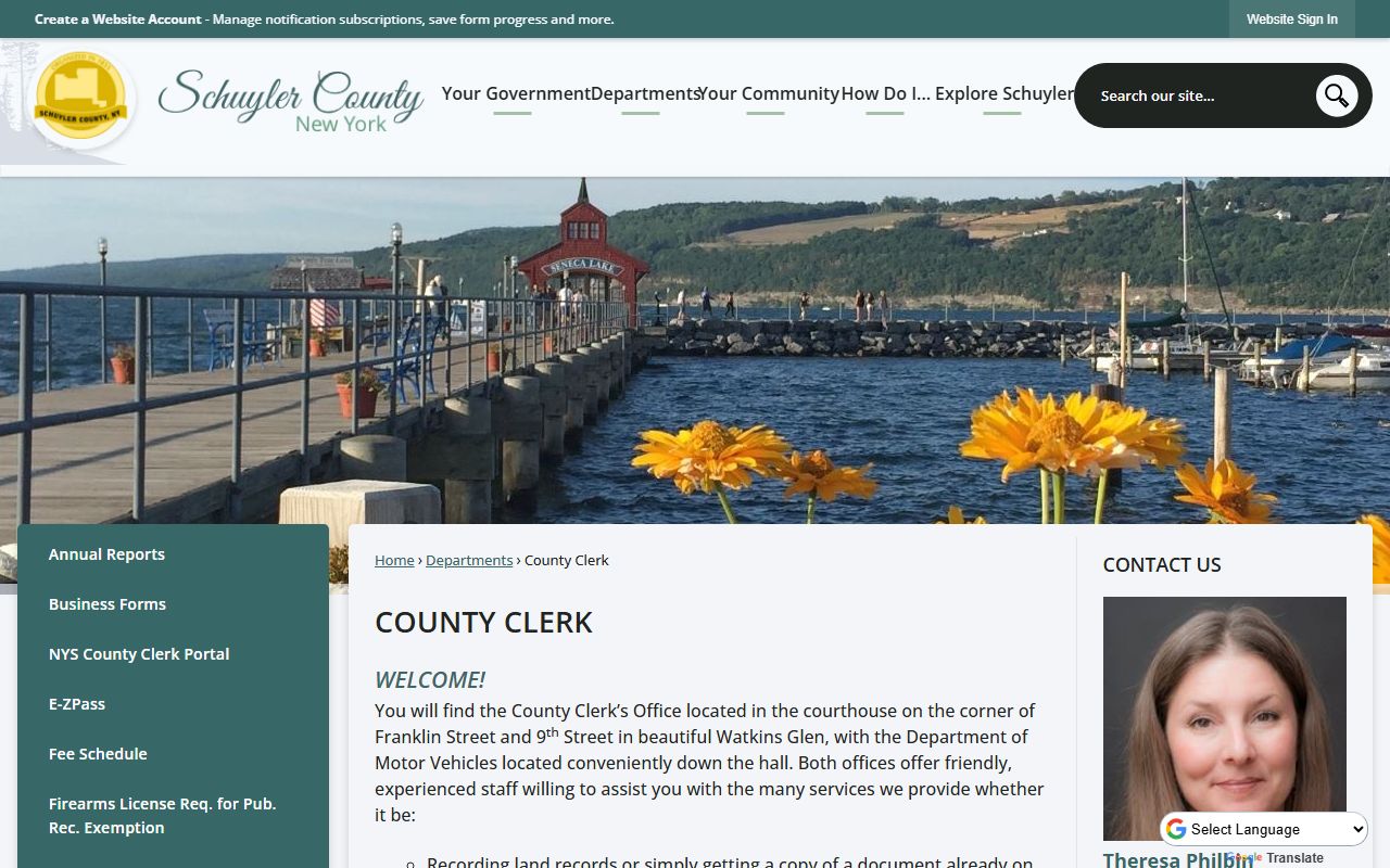 Schuyler County Clerk information related to probate court records in Watkins Glen