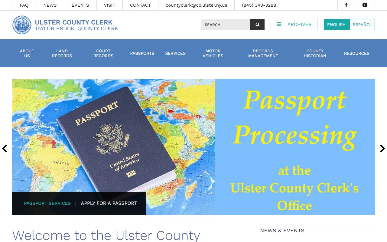 Ulster County Clerk website showing records access information