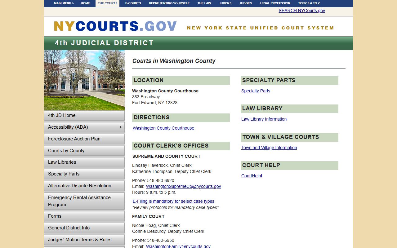 Washington County Surrogate's Court information page