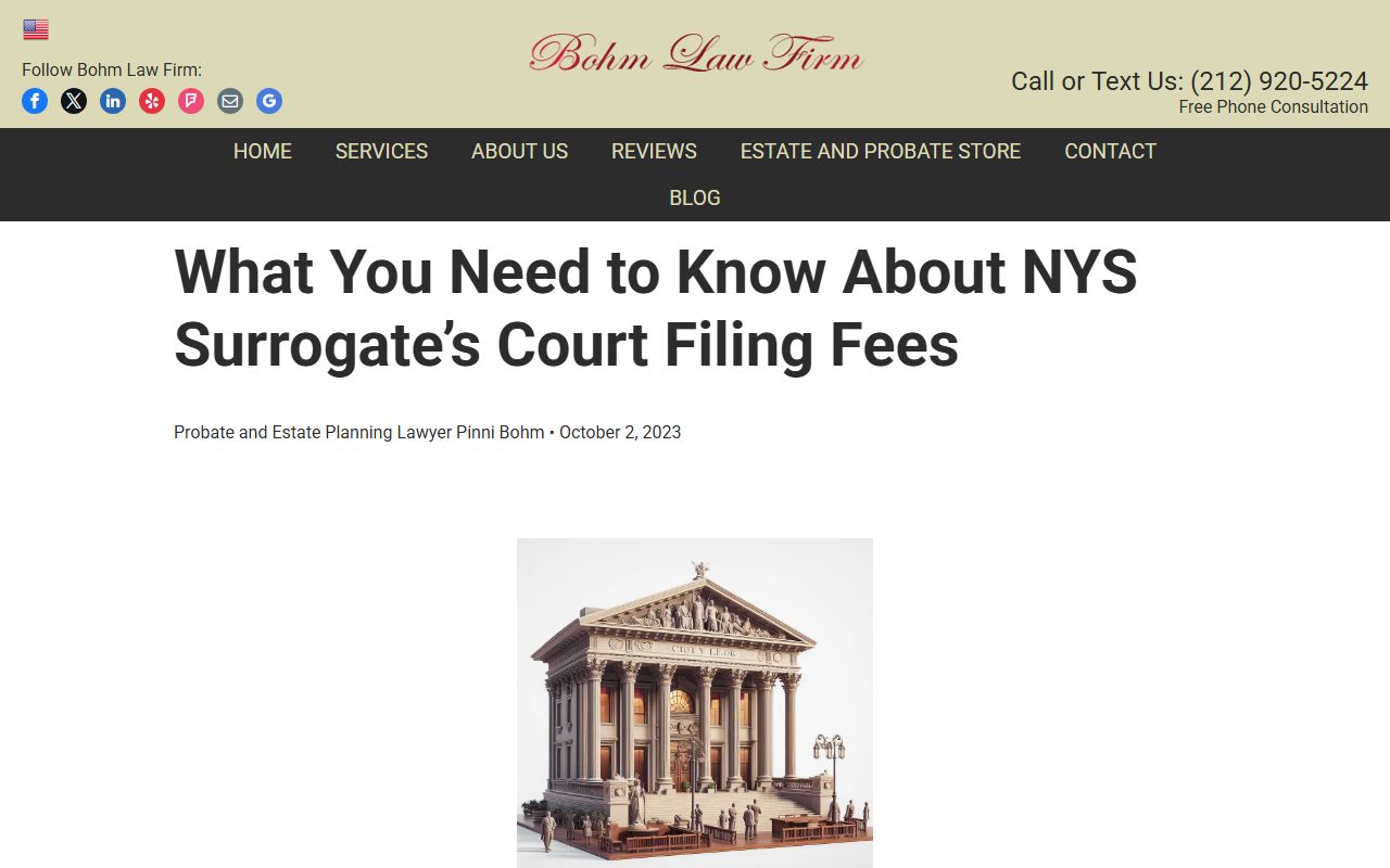 New York State Surrogate's Court filing information for probate court records